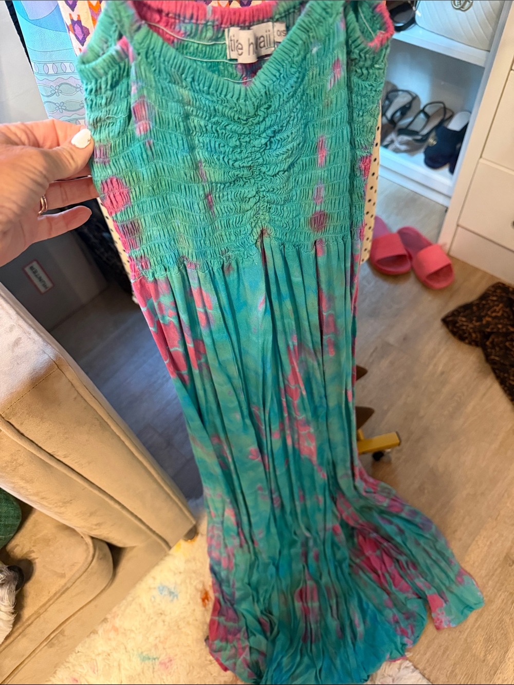 Tiare Hawaii Teal & Pink Tie-Dye Maxi Skirt
